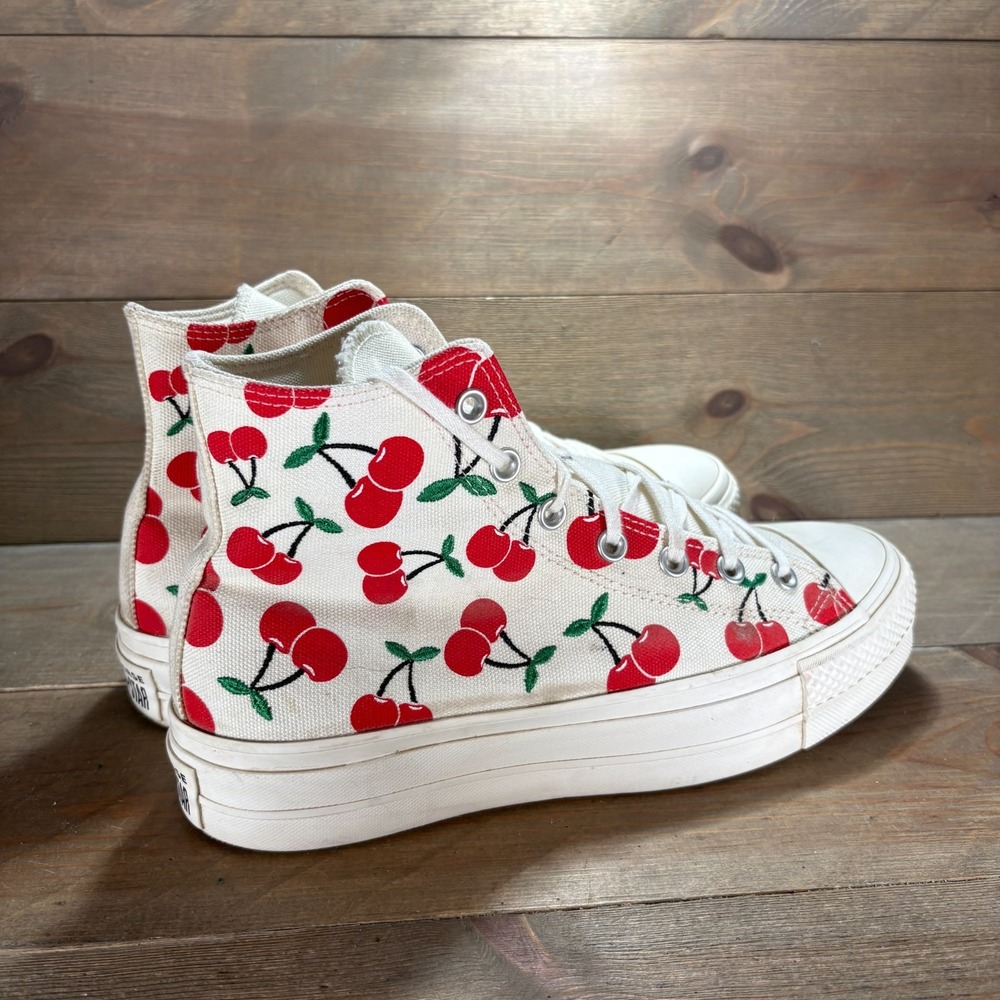 Converse Chuck Taylor Lift Womens size 10 shoes White Cherry Platform sneakers - Picture 2 of 9